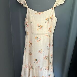 Lily Rose Cream Sundress Sleeveless Spaghetti Strap Midi